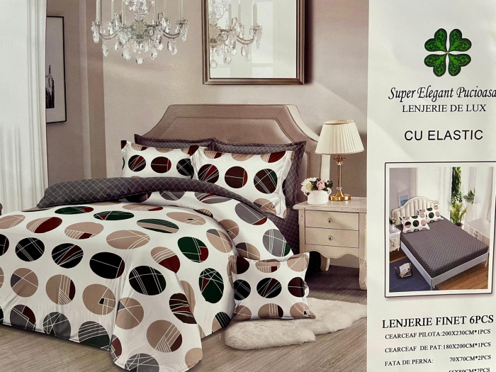 Lenjerie pat cu Elastic din finet 6 piese , Super Elegant Pucioasa [3]
