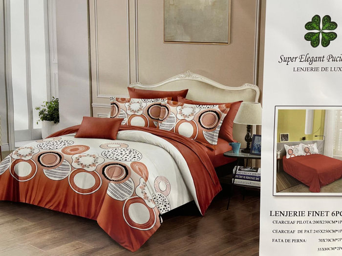 Lenjerie de Pat Finet 6 Piese Super Elegant Pucioasa [3]