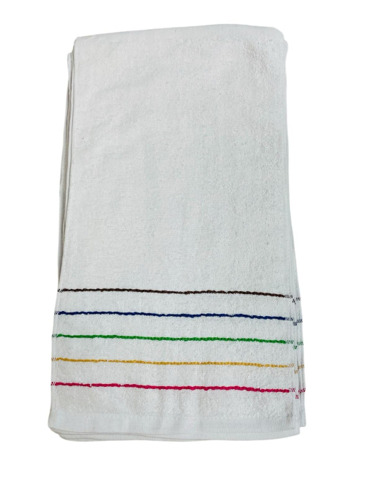 Set 20 Prosoape bumbac , albe cu dungi color , 25 x 50 cm [3]