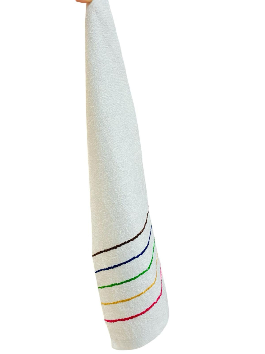 Set 20 Prosoape bumbac , albe cu dungi color , 25 x 50 cm [2]