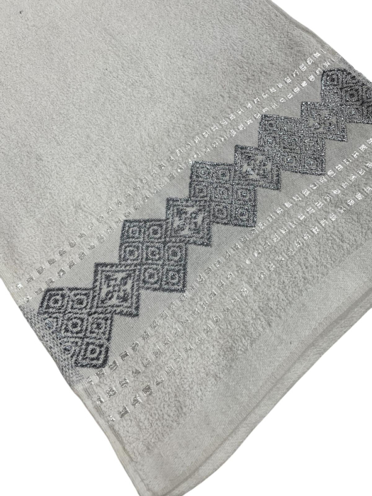 Set 20 Prosoape Bumbac, Albe, cu Model Gri Geometric, Moi si Absorbante, 30 x 70 cm [2]