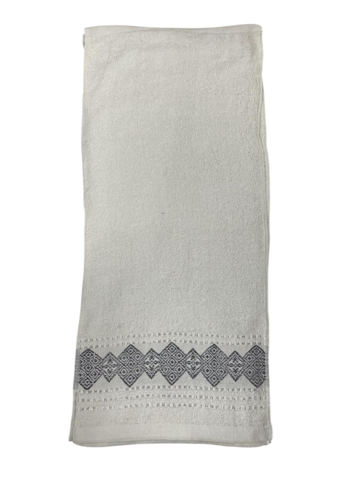 Set 20 Prosoape Bumbac, Albe, cu Model Gri Geometric, Moi si Absorbante, 30 x 70 cm [3]