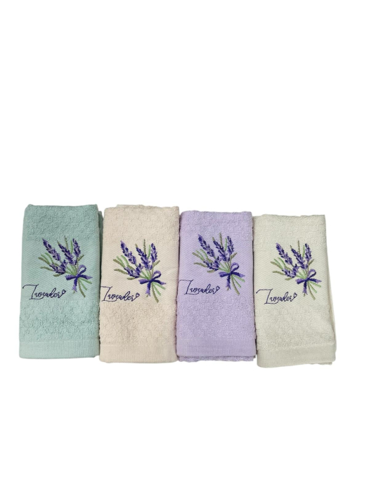 Set de 10 Prosoape de bucatarie din Bumbac grofat cu model Lavanda brodat [2]