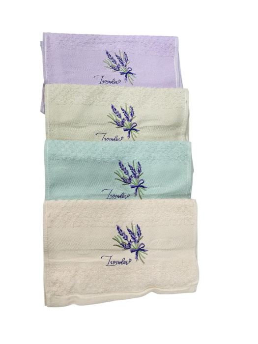 Set de 10 Prosoape de bucatarie din Bumbac grofat cu model Lavanda brodat [3]
