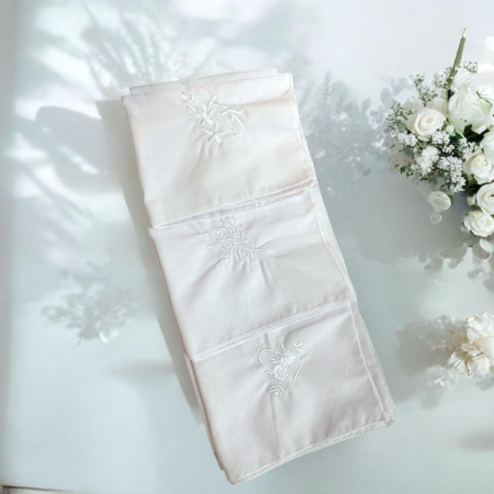 Batiste - Batiste Bumbac dama albe cu Broderie Alba, 27 x 27 cm, Alb