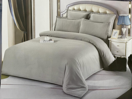 Lenjerii pat Damasc - Lenjerie de pat Damasc , 6 Piese , East Comfort ,GRI