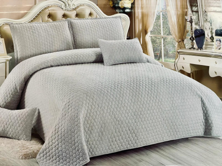 Cuvertura Premium Matlasata , 5 Piese, 100% BUMBAC Gri