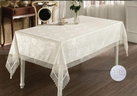 Fete de masa - Fata de masa Ovala, Festiva si Eleganta, cu Dantela Delicata, Tehnologia Anti-Pata, 160 x 220 cm Caffe A