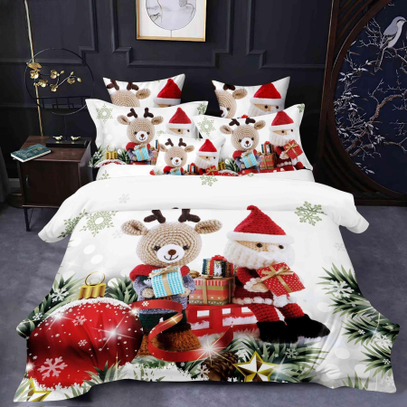 Lenjerii pat din finet - Lenjerie de pat Craciun 6 piese Finet East Comfort