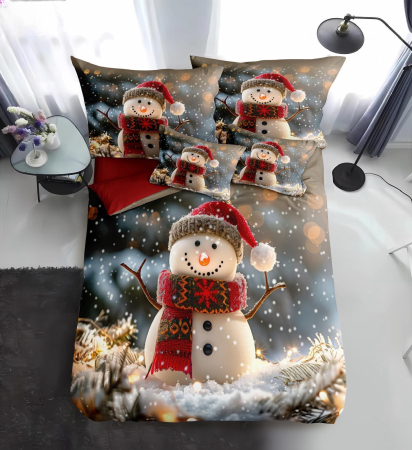 Lenjerii pat din finet - Lenjerie de pat Craciun 6 piese Finet East Comfort