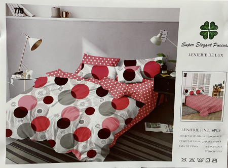 Lenjerii pat dublu - Lenjerie de pat Finet 6 piese Super Elegant Pucioasa