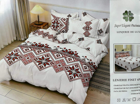 Lenjerii pat dublu - Lenjerie Finet 6 piese Super Elegant Pucioasa