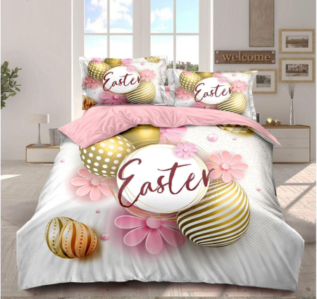 Lenjerii Colectia de Paste - Lenjerii de Paste Deosebite , Finet 6 Piese, Iepuras si Oua Pictate pe Roz Super Elegant Pucioasa