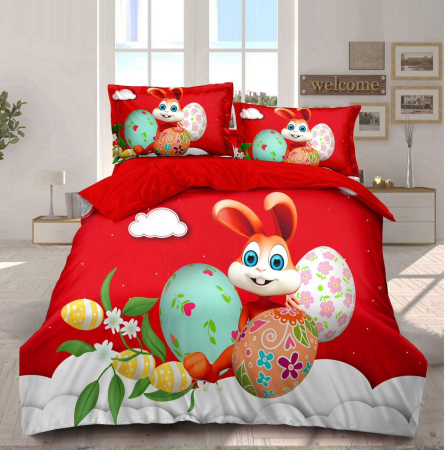 Lenjerii Colectia de Paste - Lenjerii de Paste Deosebite , Finet 6 Piese, Iepuras si Oua Pictate , Rosu , Super Elegant Pucioasa