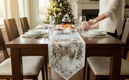 Fete de masa - Napron decorativ cu motive de Craciun