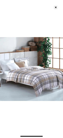 Cuverturi pat dublu - Patura Cozy cu textura dubla, din Lana si Bumbac , Bej