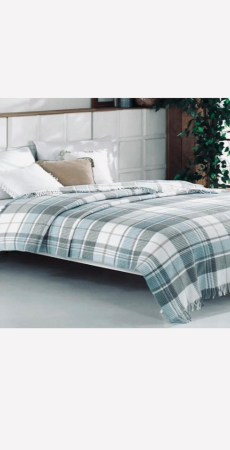 Paturi - Patura Cozy cu textura dubla, din Lana si Bumbac , Verde Mint