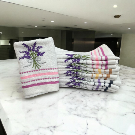 Bucatarie - Prosoape brodate cu Lavanda , 25 x 50 cm