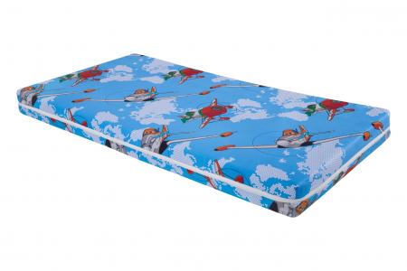 Mama si copilul - Saltea cu memorie Somnart Memory 70x140, înălțime 10 cm, pentru bebeluși și copii, husă impermeabilă, fermitate medie, model aviator