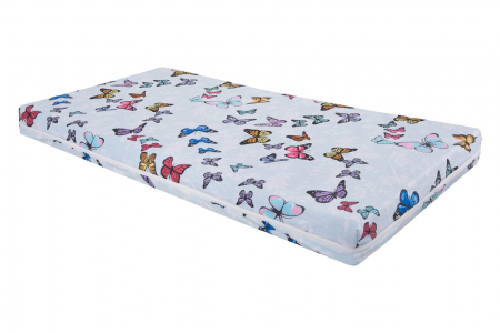 Mama si copilul - Saltea cu memorie Somnart Memory 70x140, înălțime 10 cm, pentru bebeluși și copii, husă impermeabilă, fermitate medie, model fluturi