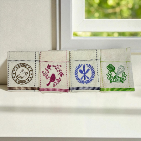 Prosoape pentru bucatarie - Set 10 Prosoape de Bucatarie din Bumbac 100 % - Broderie Aplicata, 33 x 44 cm