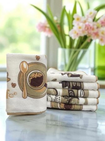 Prosoape pentru bucatarie - Set 12 Prosoape de Bucatarie din Microfibra , model Cafea
