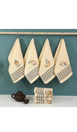 Prosoape pentru bucatarie - Set 12 Prosoape de Bucatarie, model Cafea Bumbac, tesatura gofrata