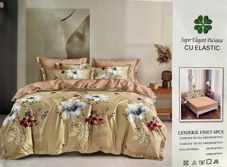 Lenjerie pat cu Elastic 6 Piese Super Elegant Pucioasa [2]