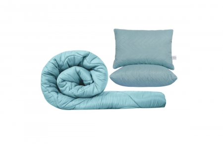 Set pilota cu perne - Set SomnART gama Coral, Pilota 200x220 cm si 2 perne 50x70 cm Surf Spray Vernil