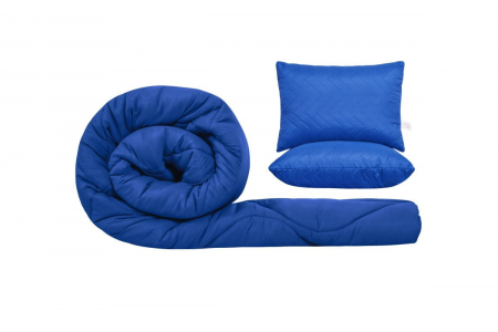 Set pilota cu perne - Set SomnART gama Coral, Pilota 200x220 cm si 2 perne 50x70 cm Ultramarin