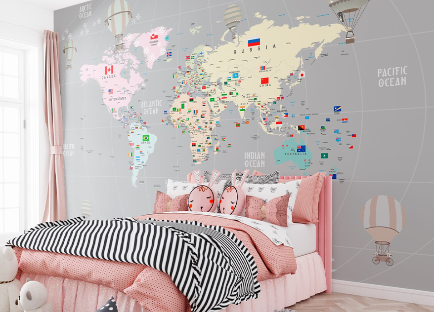 Fototapet fara imbinari Gray Map
