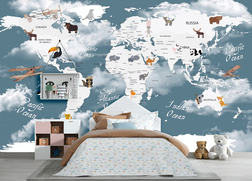 Fototapet fara imbinari Children's Map In The Clouds