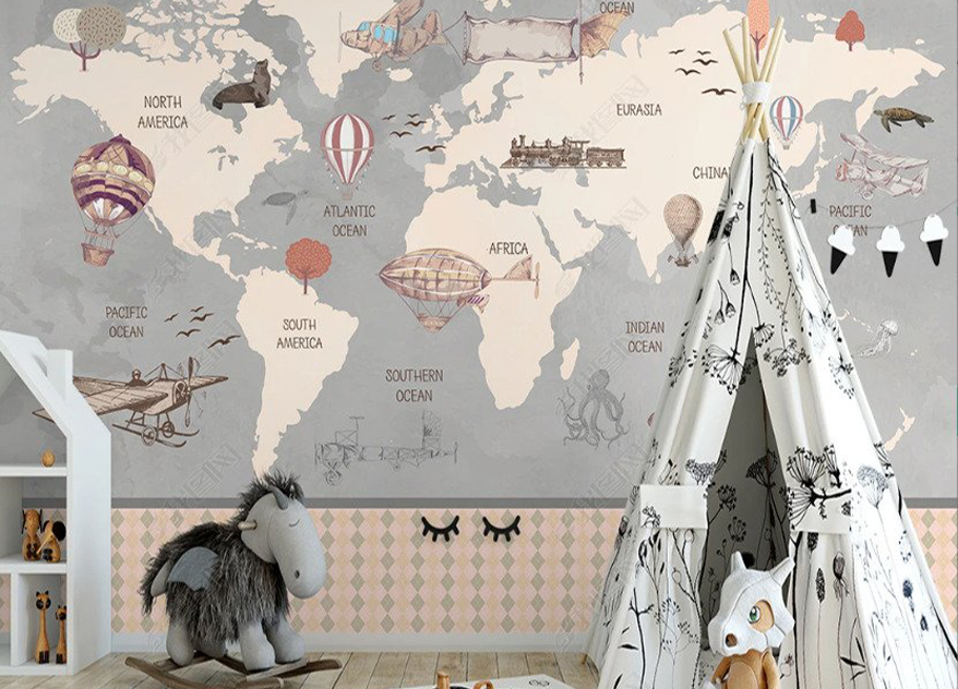 Fototapet fara imbinari World Travel Map