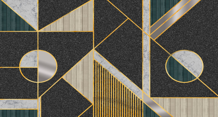 Fototapet fara imbinari Geometry In Black And Gold Tones [2]