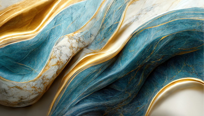 Fototapet fara imbinari Turquoise, Gold And White Abstract Luxury Marble [3]