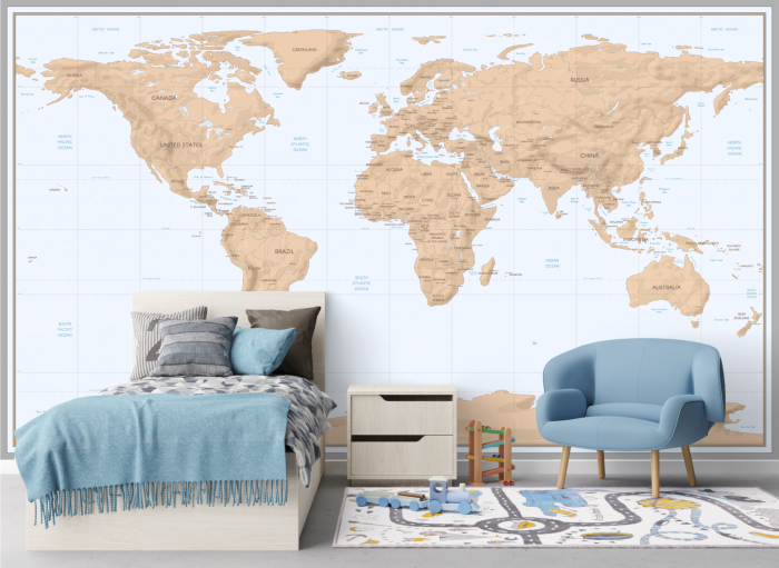 Fototapet fara imbinari Relief World Map [2]