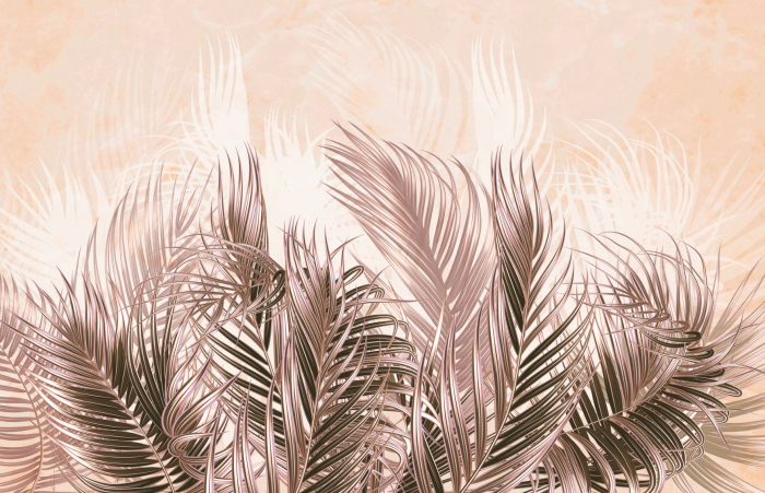 Fototapet fara imbinari Beige Tropical Leaves [2]
