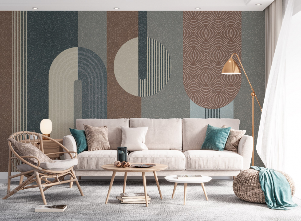 Fototapet fara imbinari Minimalist Shapes Circles And Lines [2]