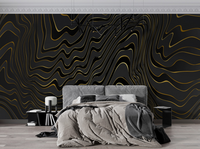 Fototapet fara imbinari Black And Gold Line Pattern [2]
