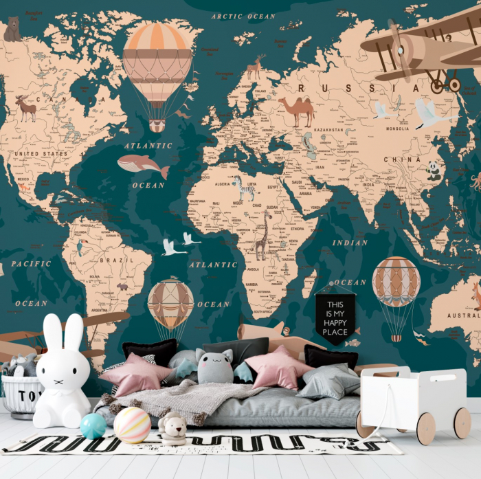 Fototapet fara imbinari Retro World Map [2]