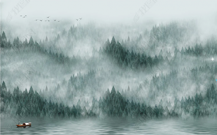 Fototapet fara imbinari Dream Forest In The Fog [2]