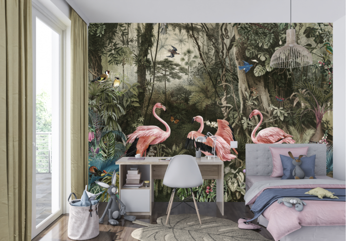Fototapet fara imbinari Flamingo Home [2]
