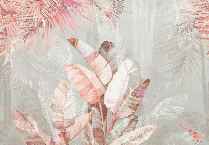 Fototapet  fara imbinari Pink Exotic Leaves [2]