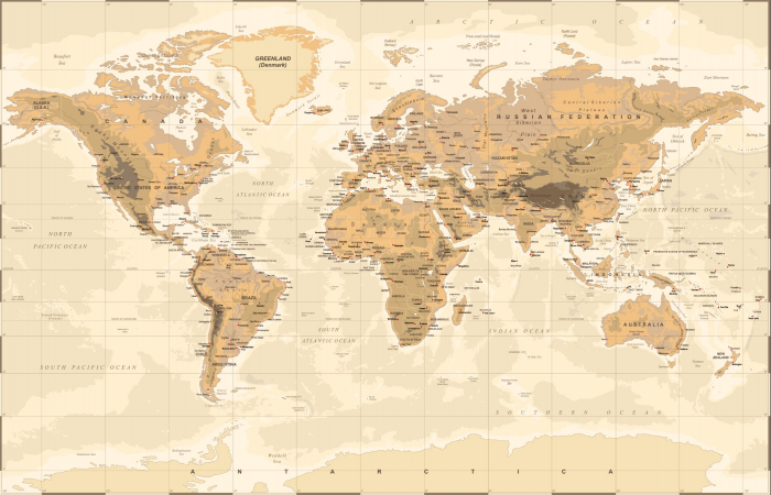 Fototapet fara imbinari Beige World Map [3]