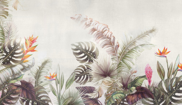 Fototapet fara imbinari Pastel Tropical Leaves [3]