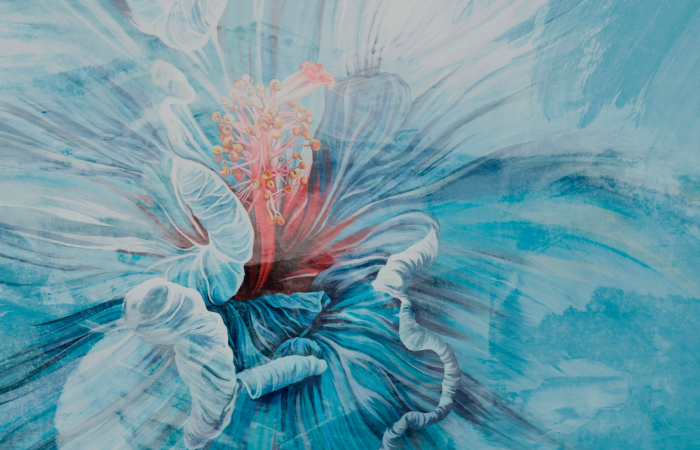 Fototapet fara imbinari Flower In Shades Of Marine Blue [2]