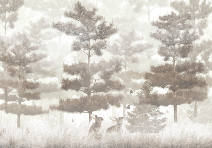 Fototapet fara imbinari Pine Trees In The Fog [3]