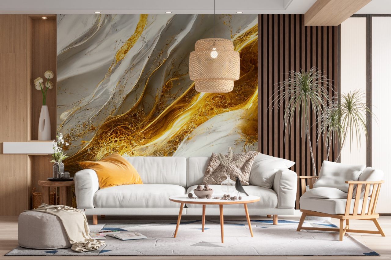 Fototapet fara imbinari Abstract Gold And White Luxury Marble [2]