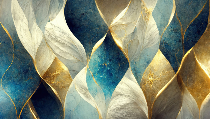 Fototapet fara imbinari Blue, Gold And White Abstract Luxury Marble [3]