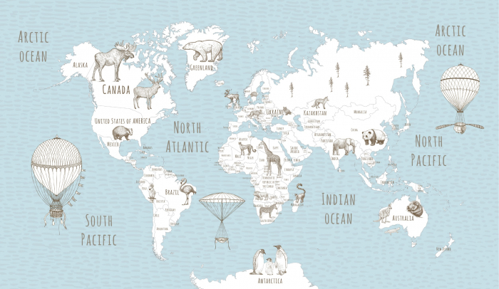 Fototapet fara imbinari Retro Blue Map [3]